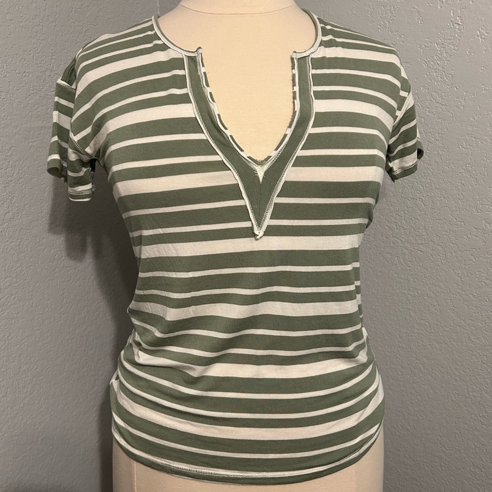 BKE Deep V-Neck Striped Shirt